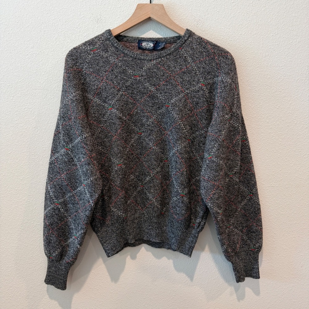 KNIGHTS BRIDGE Mens Sweater Size M Argyle Wool Blend Made In Italy Grandpacore